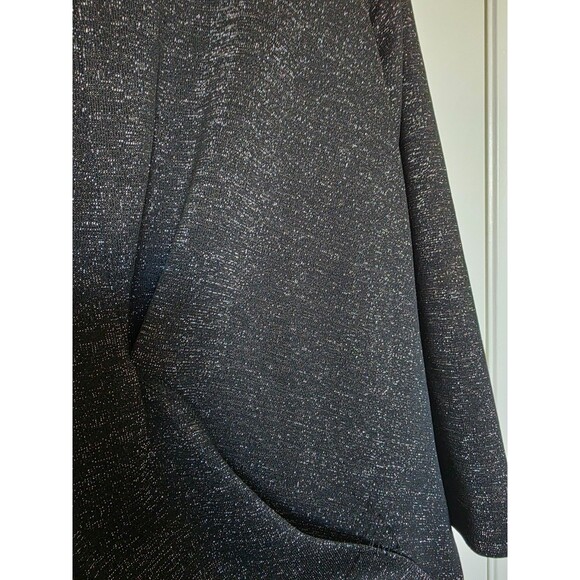 Alfani Plus 2X Black Metallic Sparkle Twist Front Top – Elegant Evening Blouse - Picture 2 of 7